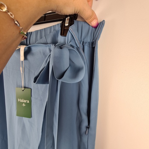 Halara Women's High Waisted Tie Side Pants Large Invisible Zipper Wide Leg Work - Picture 9 of 10